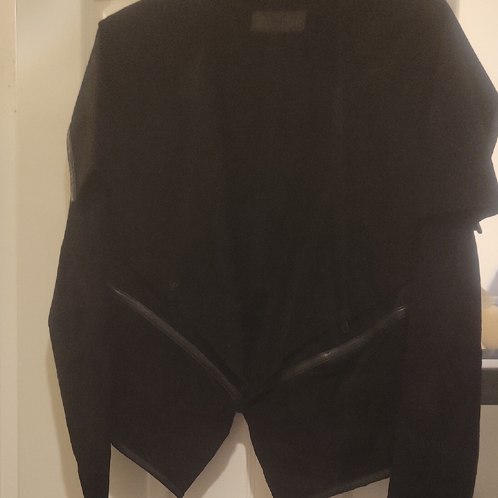 Balmain Like  Dark Black Suede Leather Textured Jacket